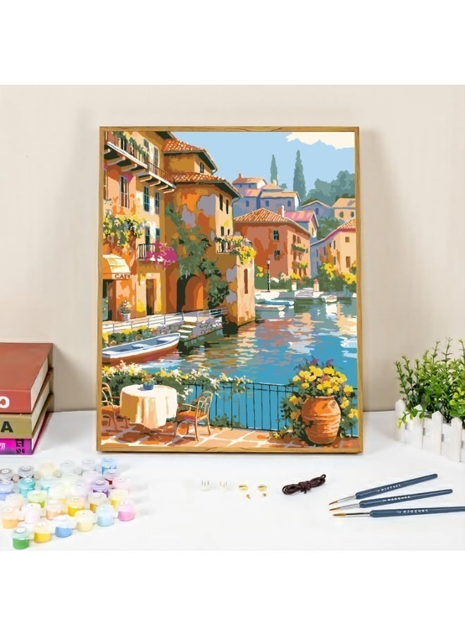 ChicAbode Paint by Number for Adults,Town Scenery Paint by Numbers,Landscape Paint by Number Kits Suitable for Home Wall Decoration 16x20 Inch. - Image 3